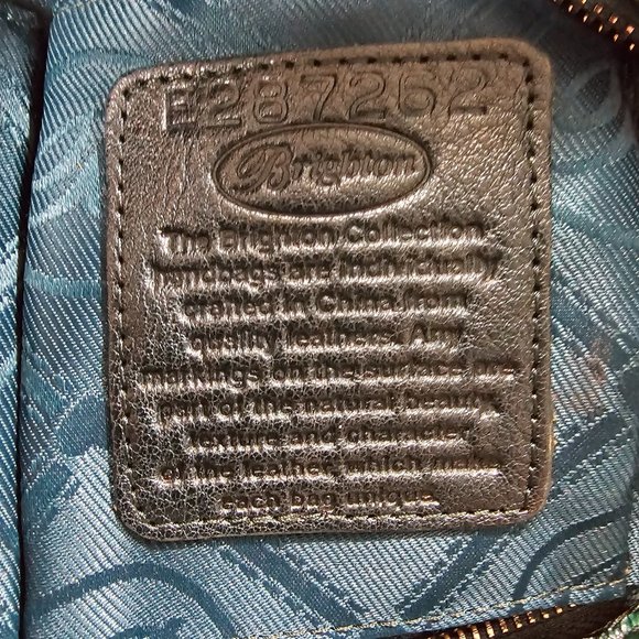 BRIGHTON Teal Green Patent Croc-Embossed Leather Shoulder Bag - Picture 8 of 8